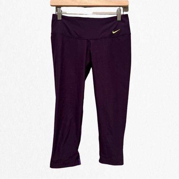 NIKE Women’s ONE LEGEND PANT Purple & Lime Green Cropped Leggings Small - Picture 1 of 4